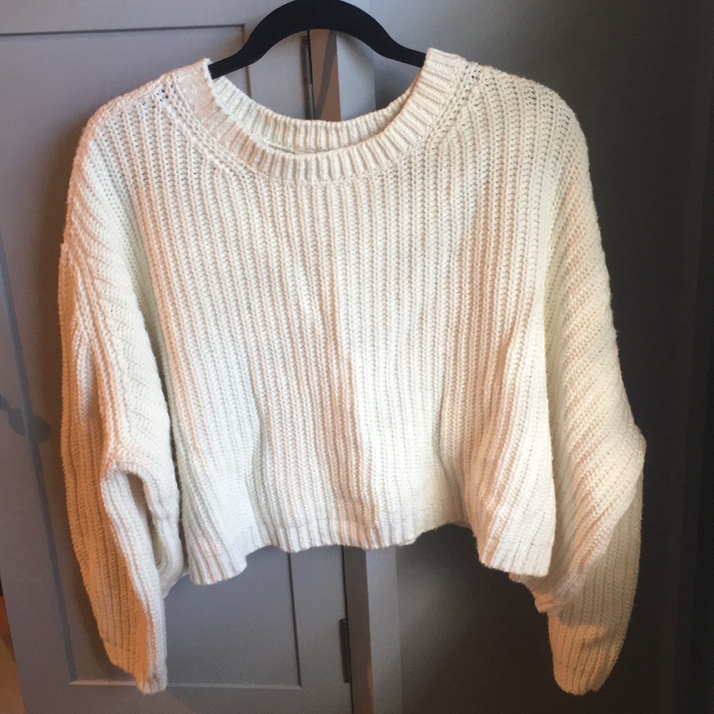 Anthropologie White Cropped Sweater